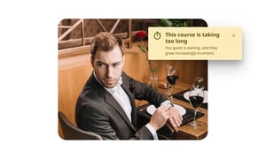 Restaurant guest waiting for a delayed course during fine dining service