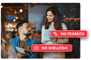 Guest allergy information shared across the Annoncer Kitchen Management System
