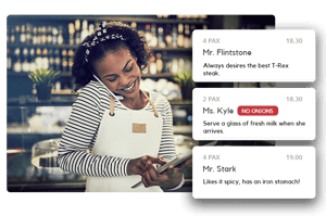 Restaurant reservations with guest notes before service