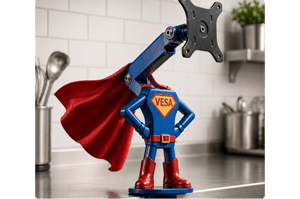 VESA compatible mounting arm for Annoncer Prestige kitchen displays