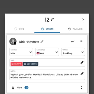 Guest preferences and allergy information in the Annoncer Kitchen Management System