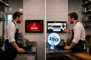Restaurant technology before and after Annoncer, showing the difference between system failures and reliable operations